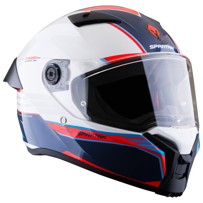 Casco SPARTAN Fenix Slab Blanco Azul Rojo