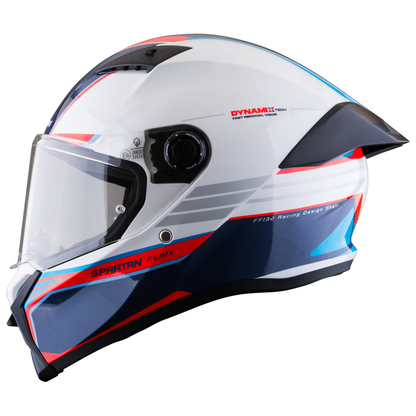 Casco SPARTAN Fenix Slab Blanco Azul Rojo