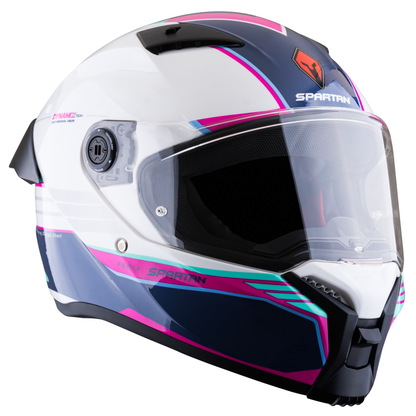 Casco SPARTAN Fenix Slab Blanco Turquesa Rosa Brillante