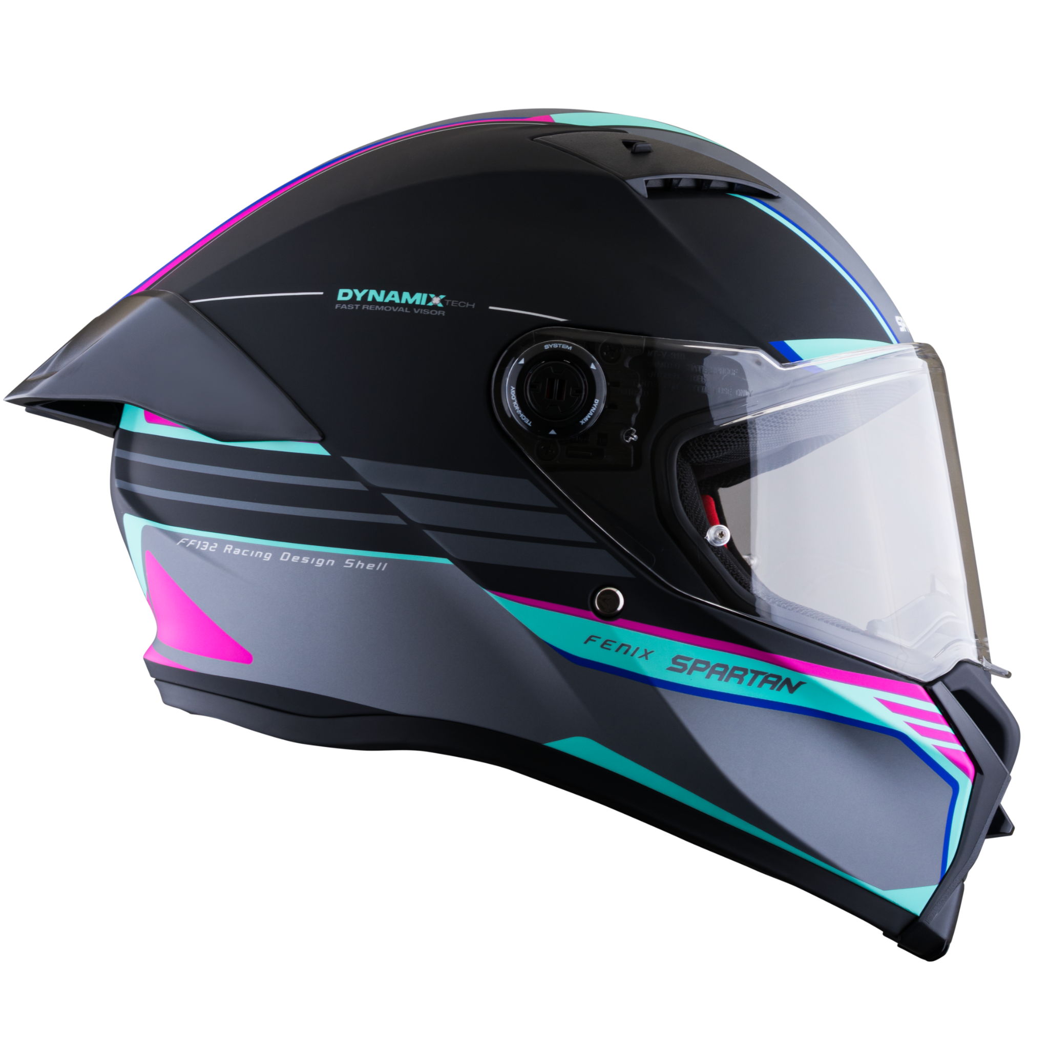 Casco SPARTAN Fenix Slab Negro Gris Turquesa Rosa