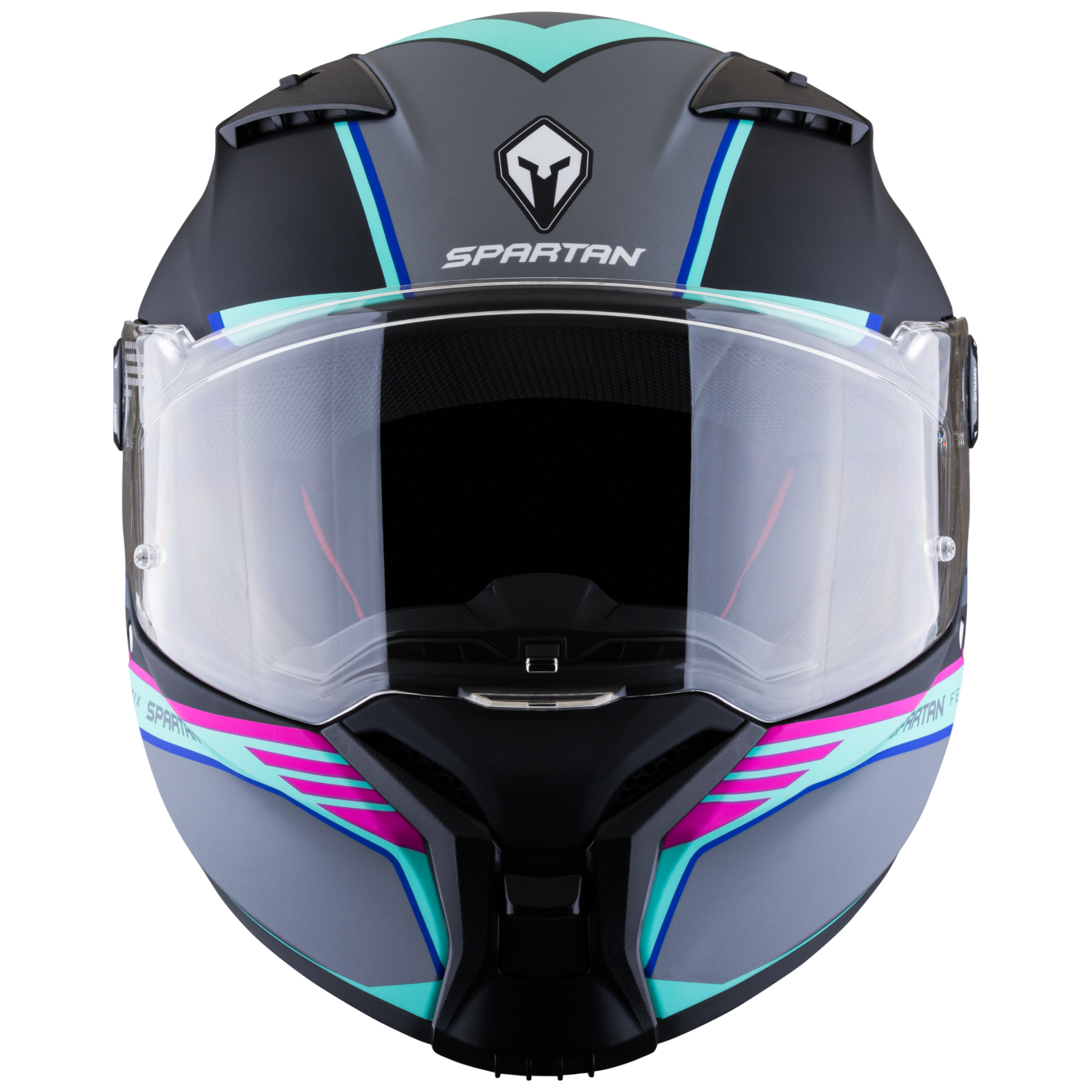 Casco SPARTAN Fenix Slab Negro Gris Turquesa Rosa