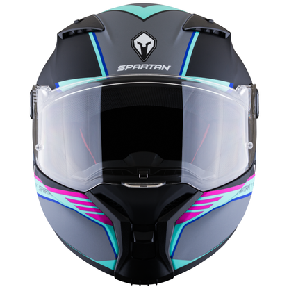 Casco SPARTAN Fenix Slab Negro Gris Turquesa Rosa