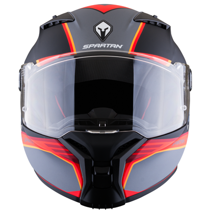 Casco SPARTAN Fenix Slab Negro Gris Rojo