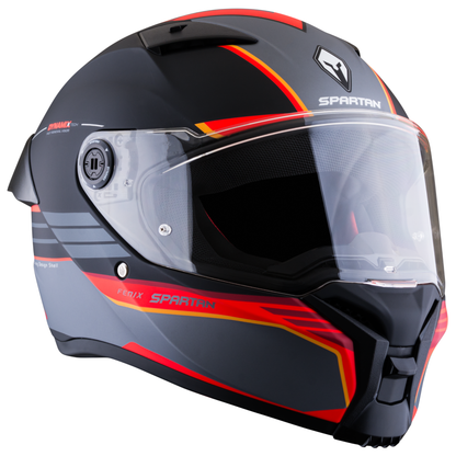 Casco SPARTAN Fenix Slab Negro Gris Rojo