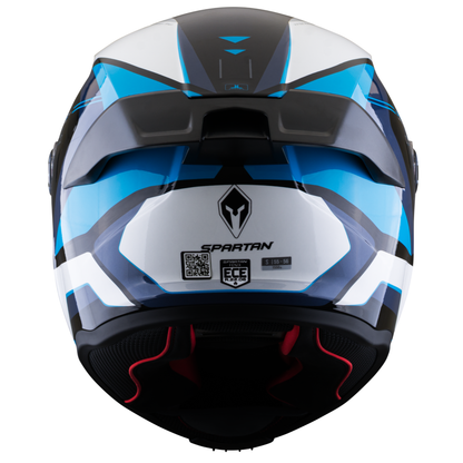 Casco SPARTAN Fenix  Turb Negro Blanco Azul