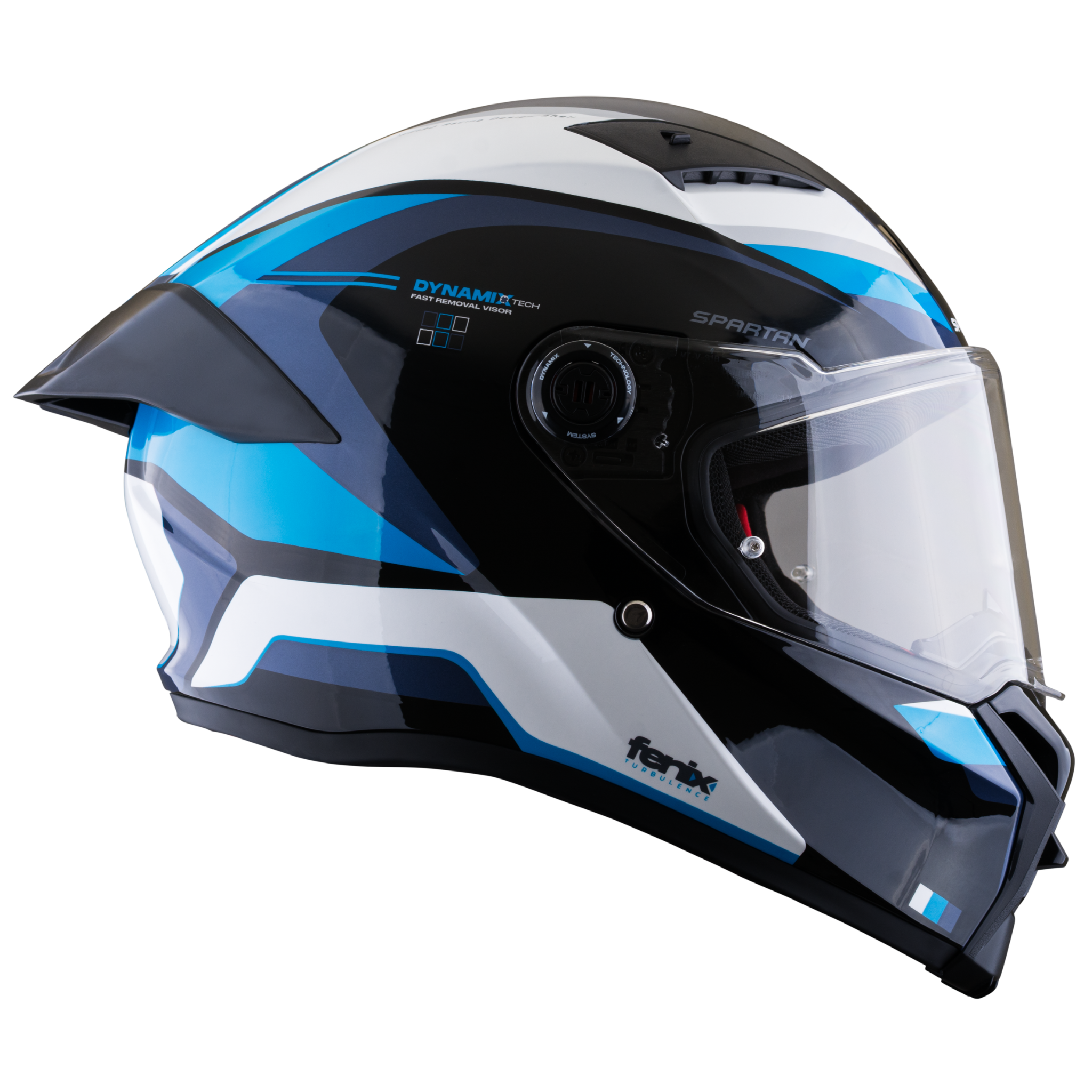 Casco SPARTAN Fenix  Turb Negro Blanco Azul