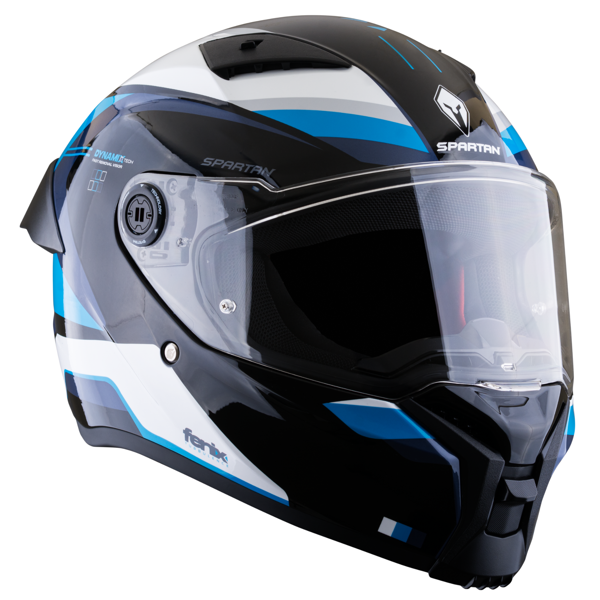 Casco SPARTAN Fenix  Turb Negro Blanco Azul