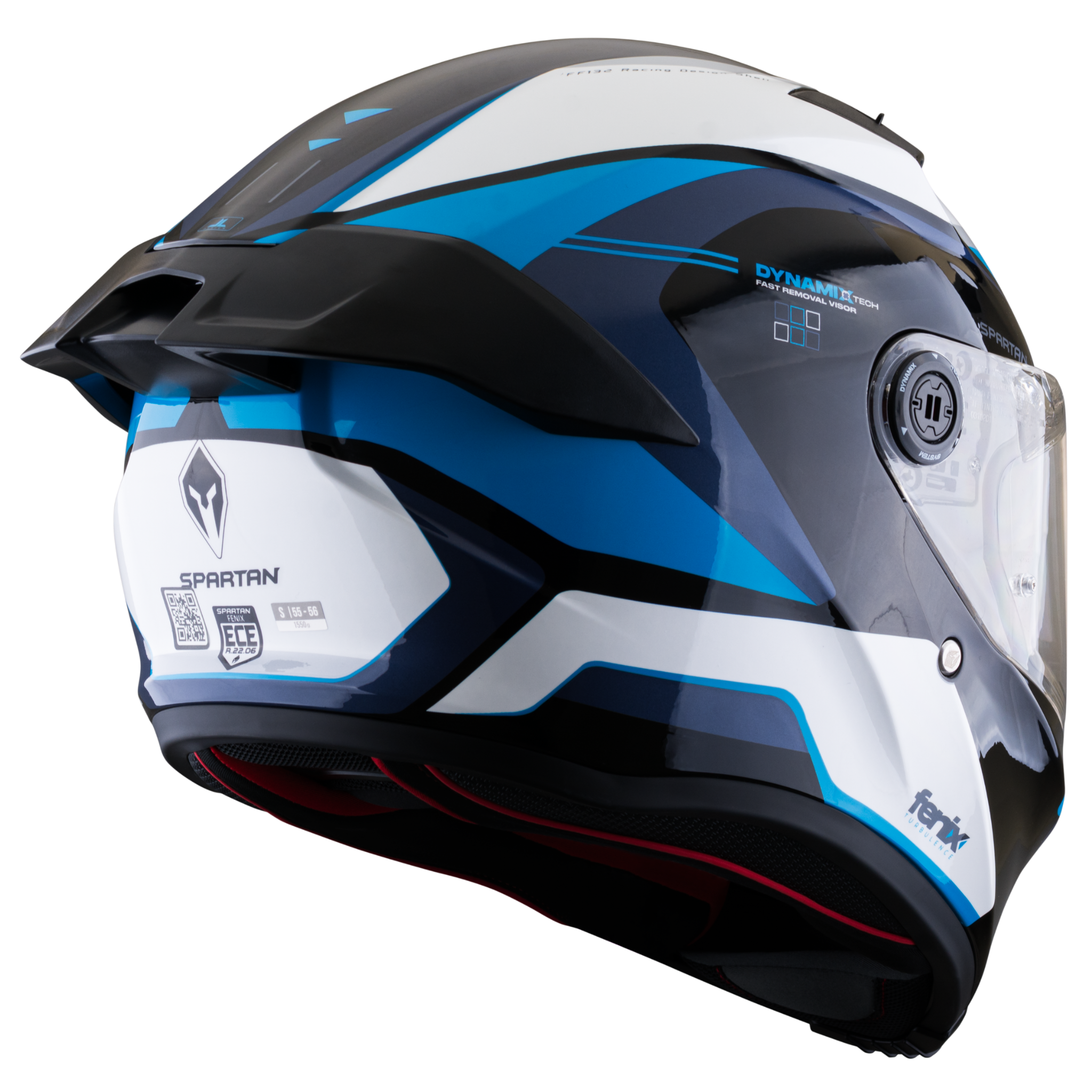 Casco SPARTAN Fenix  Turb Negro Blanco Azul