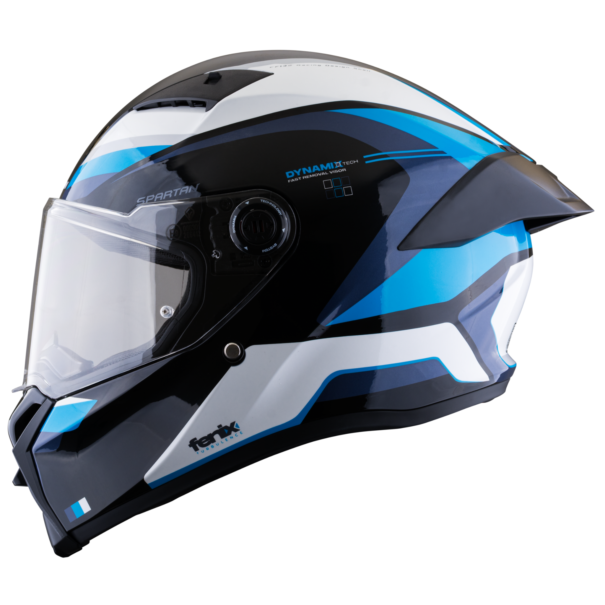 Casco SPARTAN Fenix  Turb Negro Blanco Azul