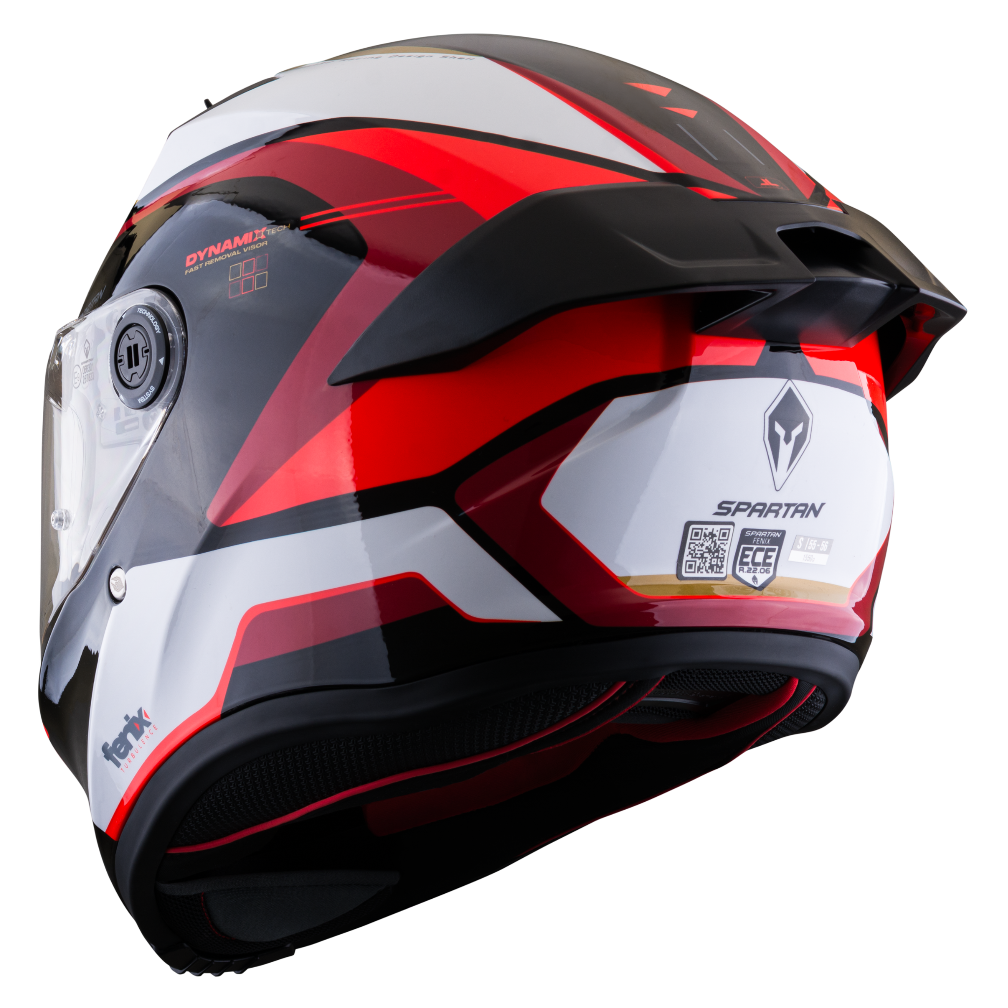 Casco SPARTAN Fenix Turb Negro Blanco Rojo Brillante