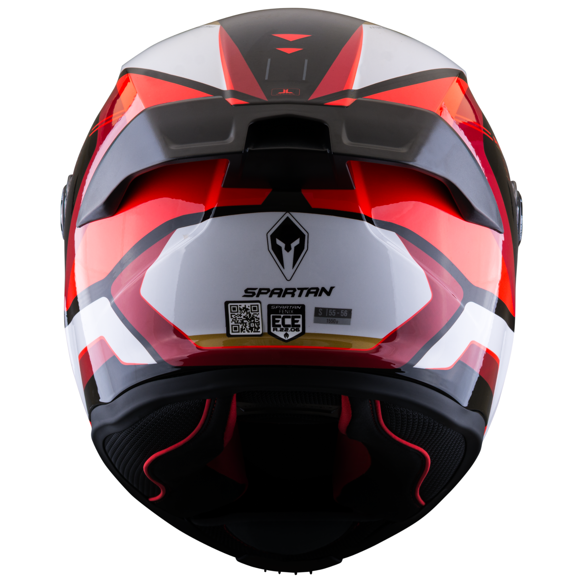 Casco SPARTAN Fenix Turb Negro Blanco Rojo Brillante