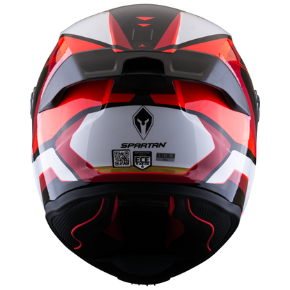 Casco SPARTAN Fenix Turb Negro Blanco Rojo Brillante