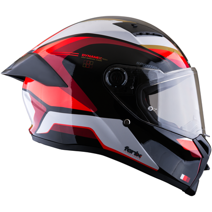Casco SPARTAN Fenix Turb Negro Blanco Rojo Brillante
