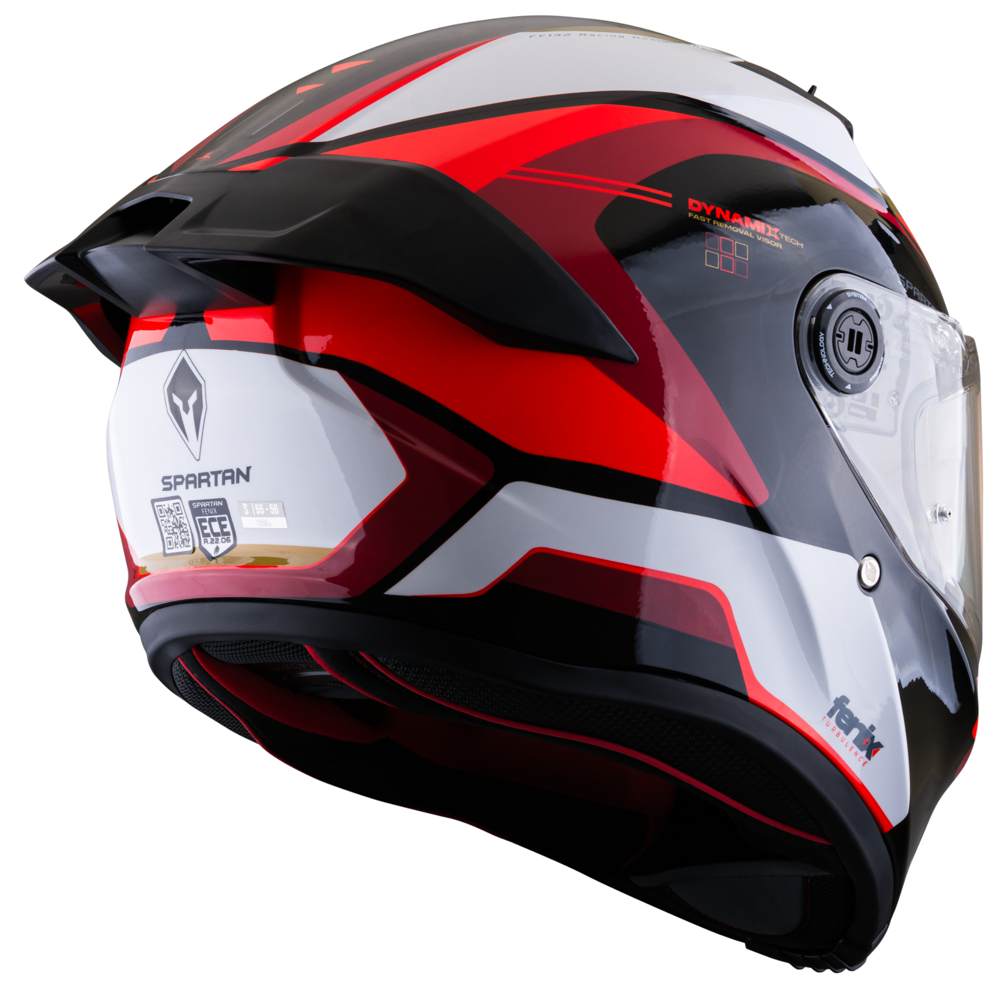 Casco SPARTAN Fenix Turb Negro Blanco Rojo Brillante