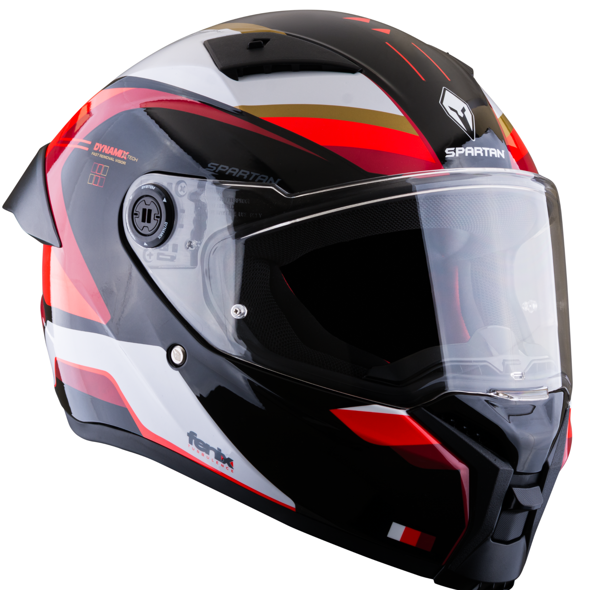 Casco SPARTAN Fenix Turb Negro Blanco Rojo Brillante