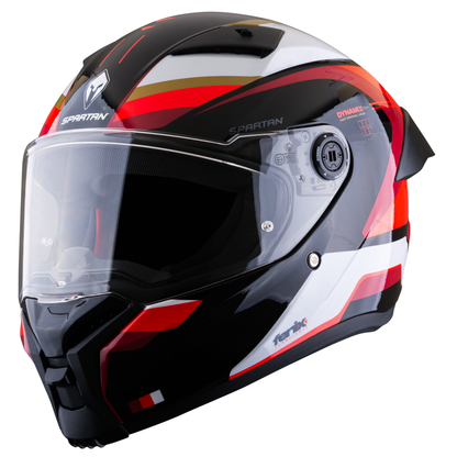 Casco SPARTAN Fenix Turb Negro Blanco Rojo Brillante