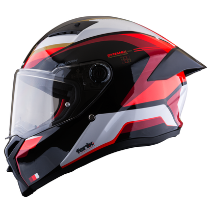 Casco SPARTAN Fenix Turb Negro Blanco Rojo Brillante