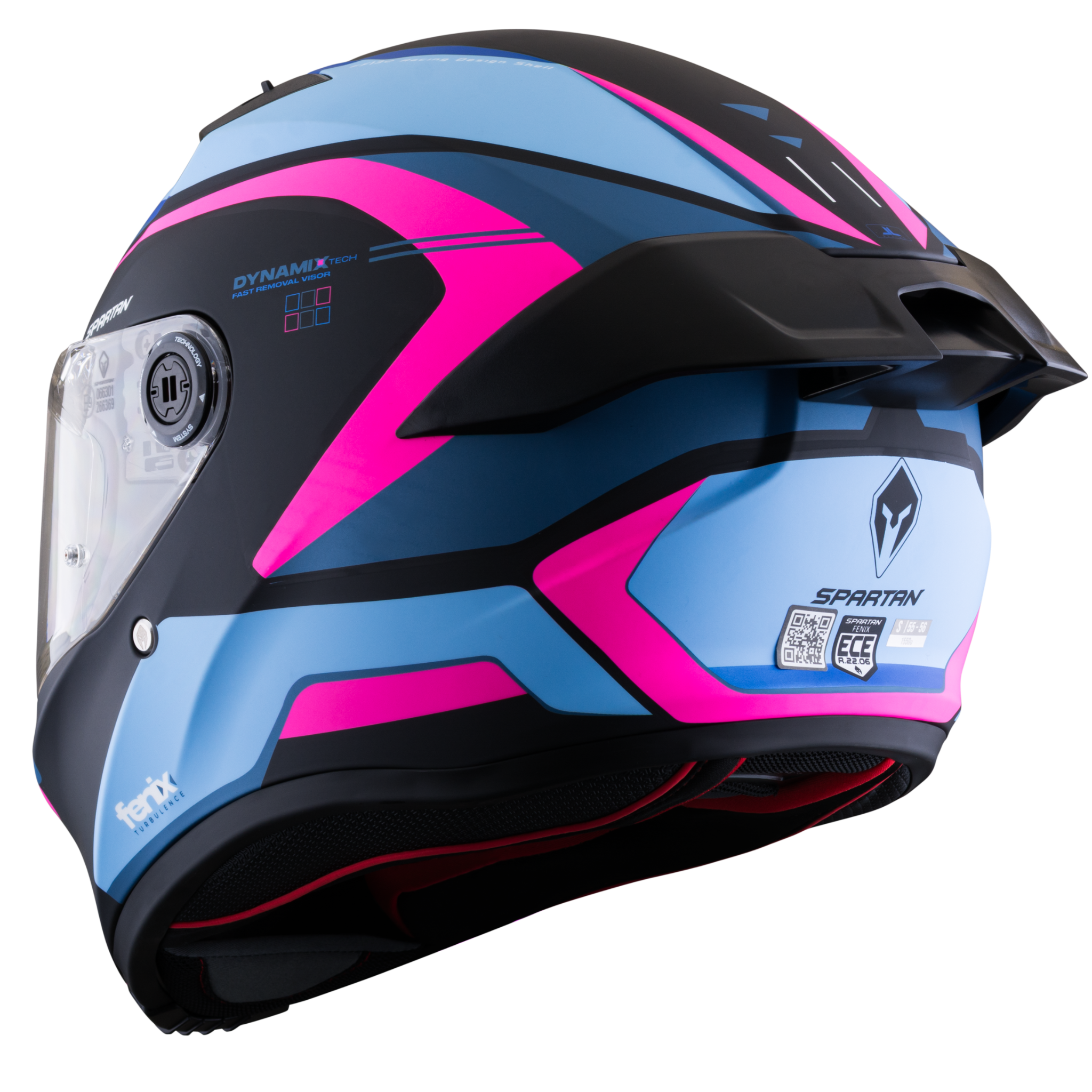 Casco SPARTAN Fenix Turb Negro Rosa Azul Mate