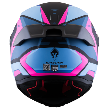 Casco SPARTAN Fenix Turb Negro Rosa Azul Mate