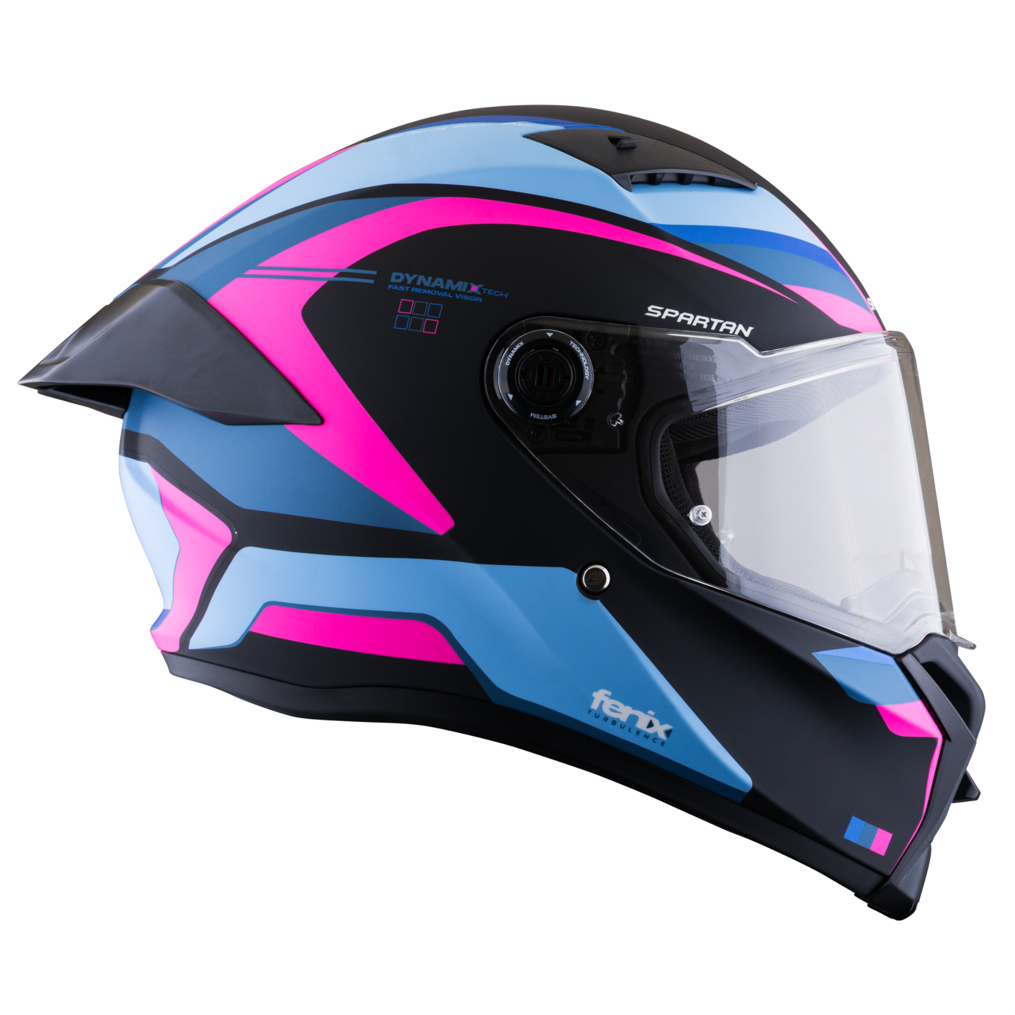 Casco SPARTAN Fenix Turb Negro Rosa Azul Mate