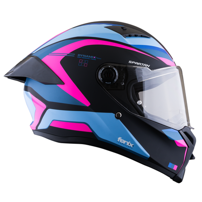 Casco SPARTAN Fenix Turb Negro Rosa Azul Mate