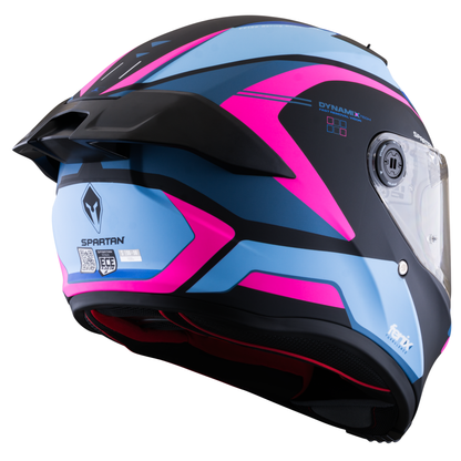 Casco SPARTAN Fenix Turb Negro Rosa Azul Mate