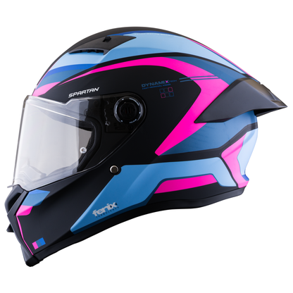 Casco SPARTAN Fenix Turb Negro Rosa Azul Mate