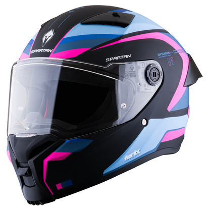 Casco SPARTAN Fenix Turb Negro Rosa Azul Mate