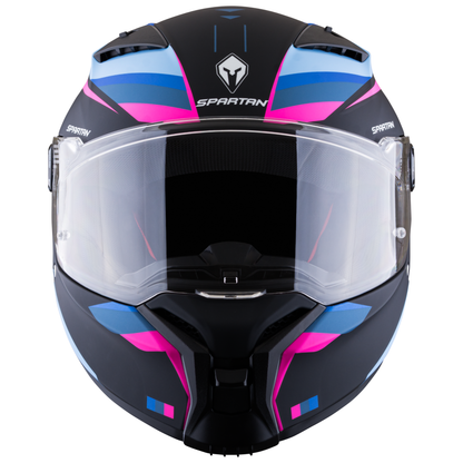 Casco SPARTAN Fenix Turb Negro Rosa Azul Mate