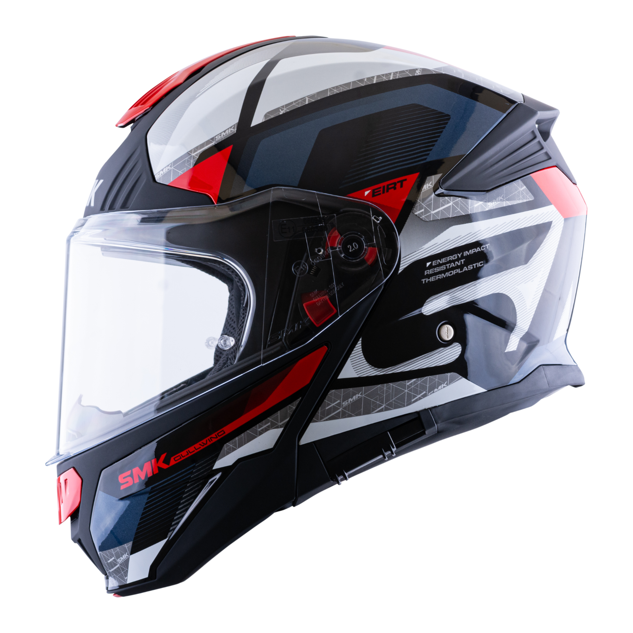 Casco SMK Gullwing Charger Blanco Gris Rojo
