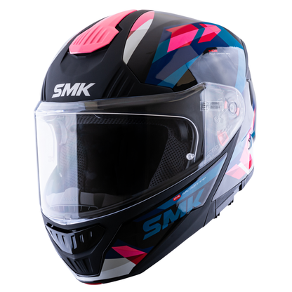 Casco SMK Gullwing Charger Negro Azul Rosa