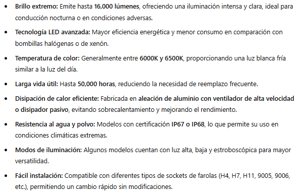 ESPECIFICACIONES LED16000LM
