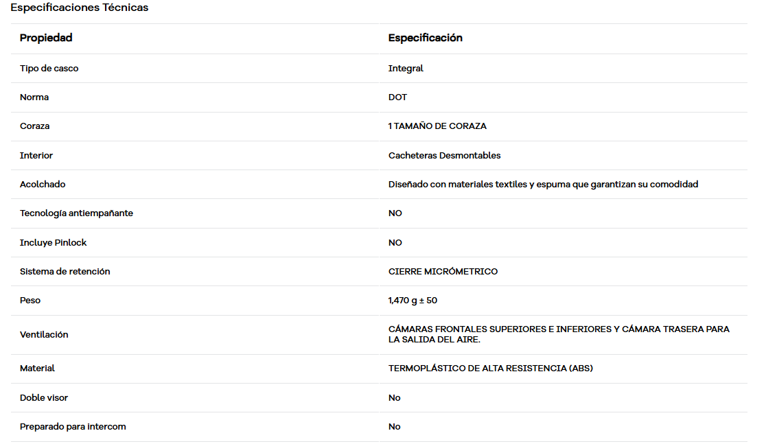 ESPECIFICACIONES TÉCNICAS DOT