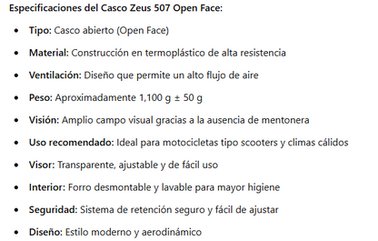 ESPECIFICACIONES ZEUS507