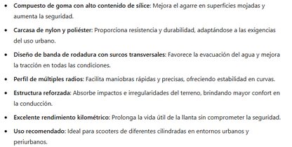 Especificaciones PIRELLIANGELSCOOTER