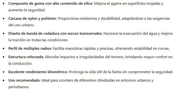 Especificaciones PIRELLIANGELSCOOTER