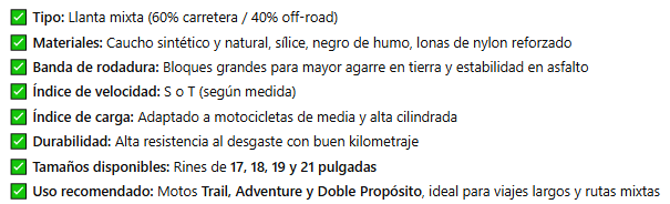 Especificaciones.