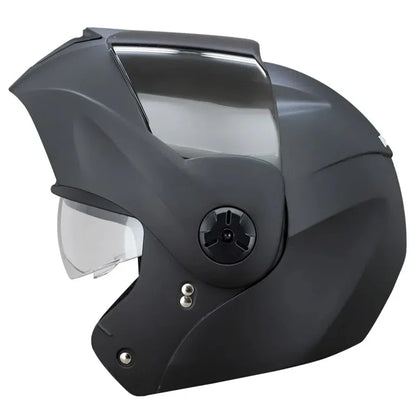 Casco abatible ICH 3110 Solid negro mate con mentonera abierta, vista lateral derecha