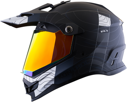 Casco KONTROL 819-6 Desert negro azul con visor espejo amarillo, vista lateral