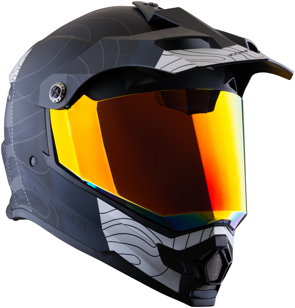 Vista frontal del casco KONTROL 819-6 Desert negro azul