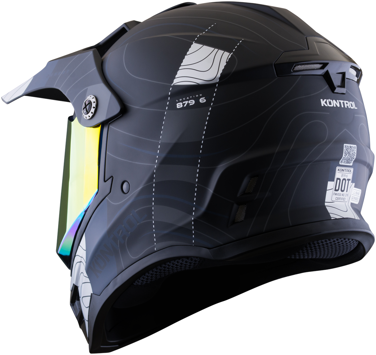 Vista lateral del casco KONTROL 819-6 Desert negro azul