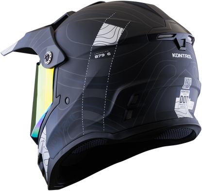 Vista lateral del casco KONTROL 819-6 Desert negro azul