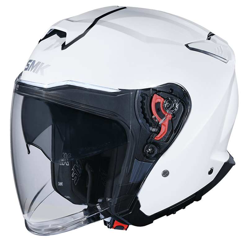 Casco SMK GTJ Blanco, vista frontal en ángulo