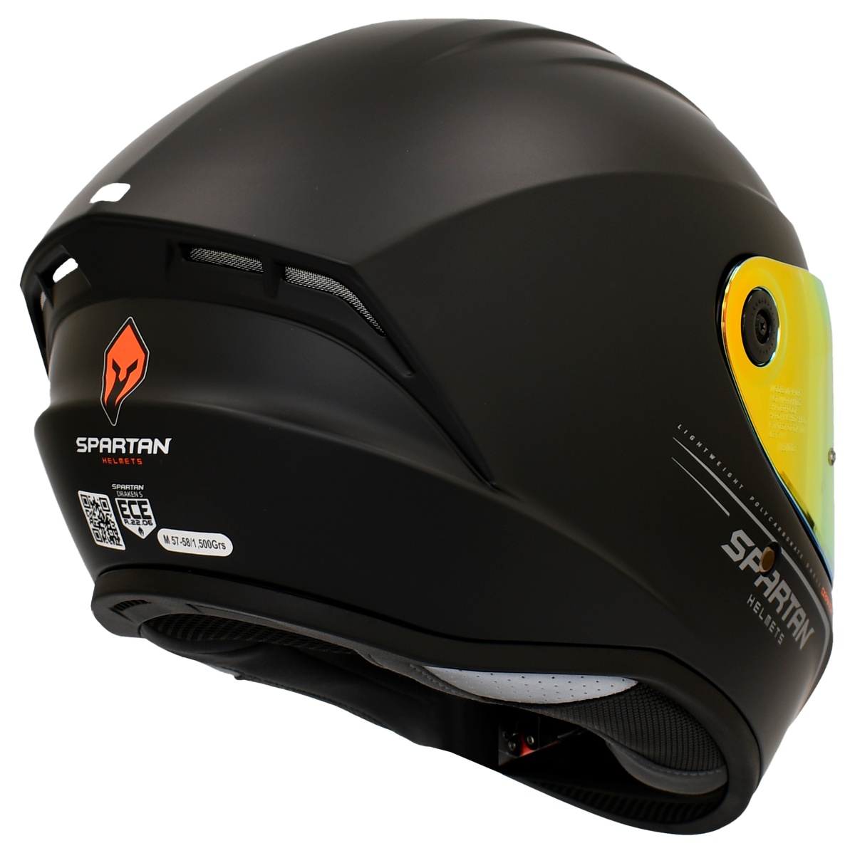 Casco Spartan Draken Solid, vista posterior en ángulo