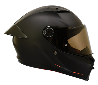 Casco Spartan Fenix negro mate con visor dorado, vista lateral derecha