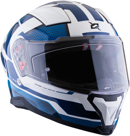 Vista lateral izquierda del casco XSPORTS Helios Asphalt blanco azul