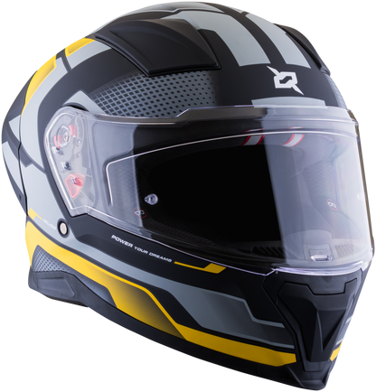 Vista lateral izquierda del casco XSPORTS Helios Asphalt gris amarillo