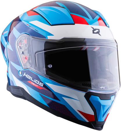 Vista lateral izquierda del casco XSPORTS Helios Circuit negro azul rojo