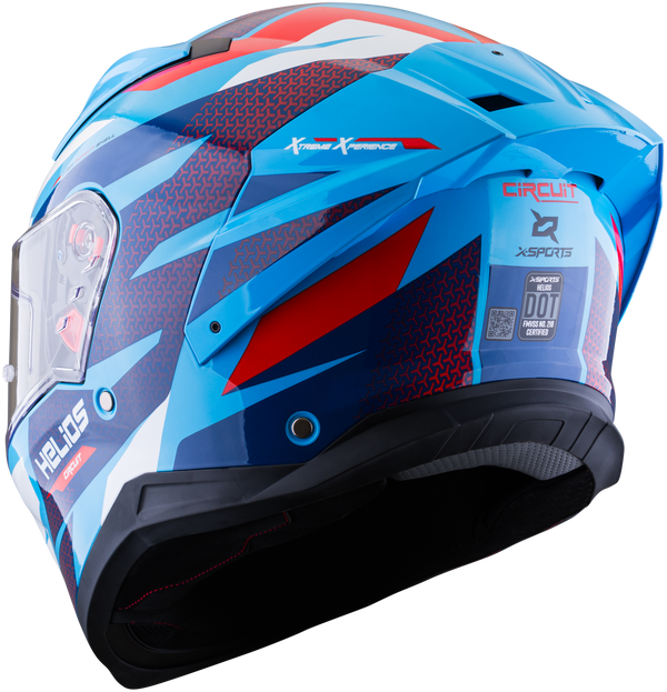 Casco XSPORTS Helios Circuit Negro Azul Rojo