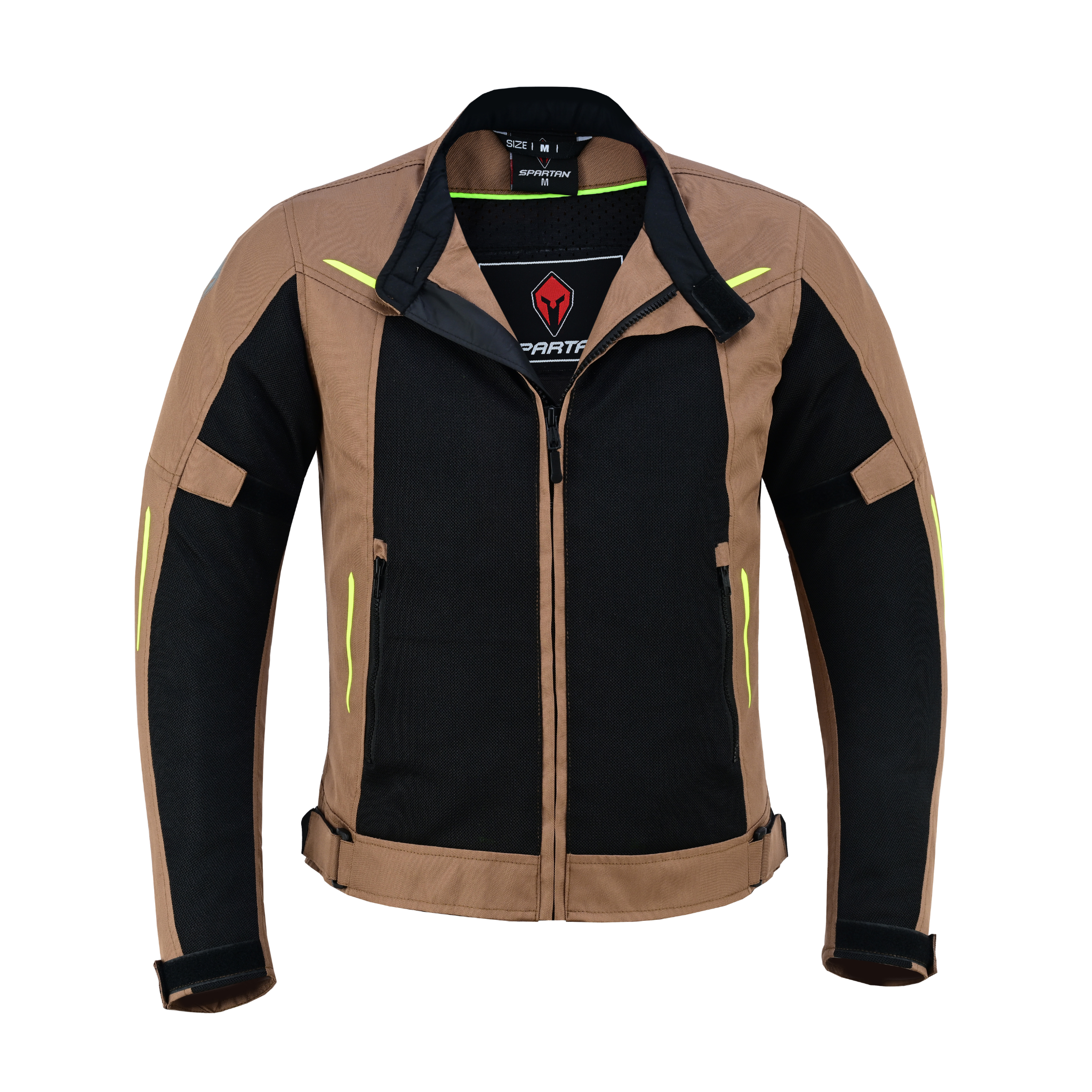 Vista frontal posterior de la chaqueta SPARTAN Mesh color arena